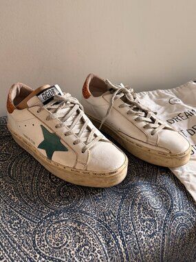 Golden Goose Hi Star Sneakers – White Leather (Sky Detail) – Size 38
